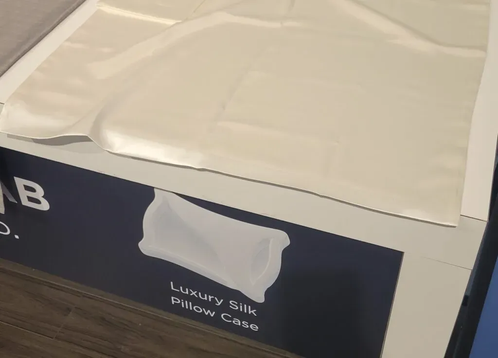 silk pillowcase on display
